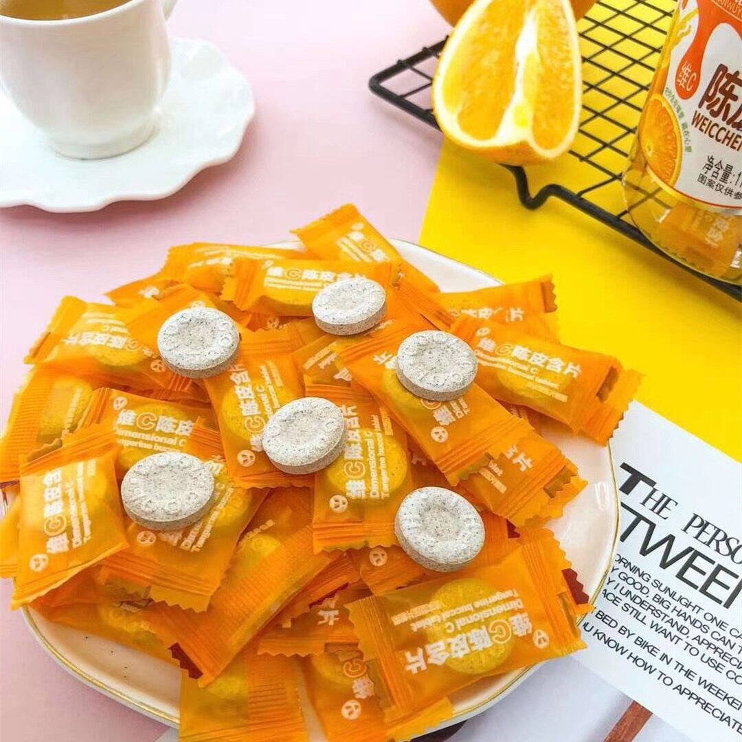 Internet celebrity vitamin c tangerine peel lozenges passion fruit lemon green plum mixed flavor sea salt mint candy fresh breath candy