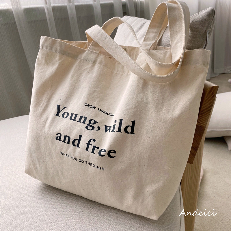 ANDCICI ~ retro wind sail cloth bag single shoulder bag hand large capacity shopping bag male and female student satchel special bag