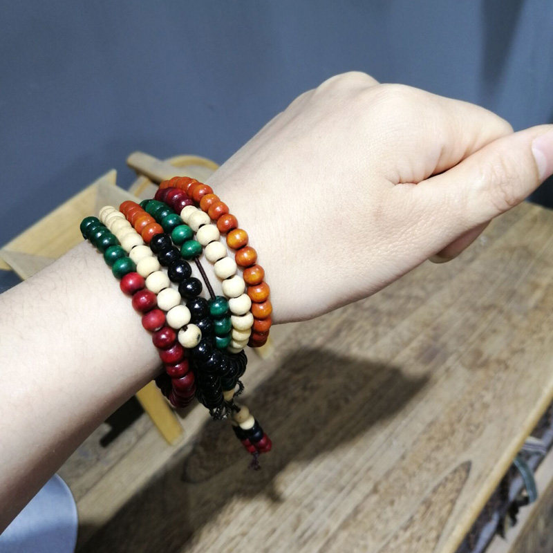 Direct Sowing Room Seconds Kill RMB10  Coupon Five Colorful Wooden Beads Literary and Ethnic Multi-circle Handout 5001