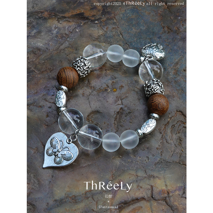 Thréely """"Fantasmes""Children's World ""White Crystal Frosted Crystal Love Pendant Bracelet Thréely """"Fantasmes""Children's World ""White Crystal Frosted Crystal Love Pendant Bracelet