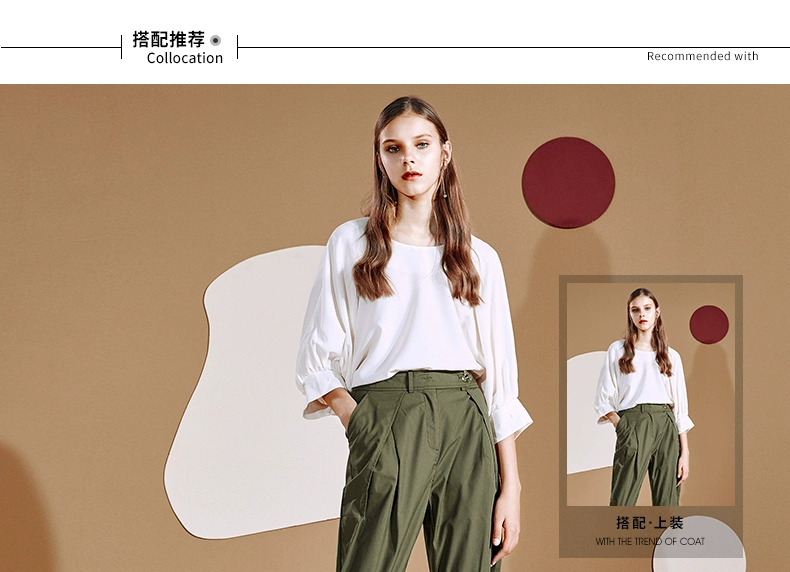 Yihua Ou Xiu Womens 2019 xuân hè mới thể thao Hàn Quốc quần harem gió giản dị bảy điểm quần âu - Quần Harem