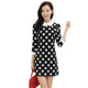 Spring and Autumn three-quarter sleeve large size A-line skirt, age-reducing belly-covering doll collar dress, autumn and winter slimming large size bottoming skirt