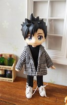  ob11 baby clothes mens autumn and winter clothes single-piece open arms wear British plaid lapel coat jacket