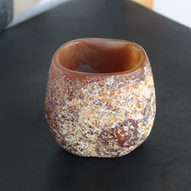 Natural Agate Cup-Shaped Ancient-Style Agate Bowl-Shaped Water Cup, Master Cup-Shaped Chalcedony Wine Cup, Real Item