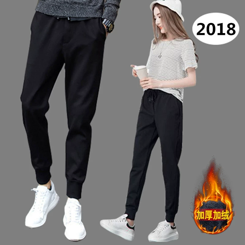 Áo dài nam teen, quần ống rộng trẻ em, quần len học sinh rộng rãi, học sinh trung học cơ sở, quần dài cotton mỏng ấm áp, mùa đông - Quần nóng lên