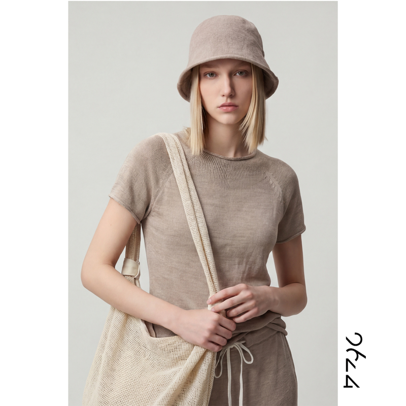【Wine Bottle·Linen Fabric】French 100% Wild Linen Seamless Women's Short-Sleeve T-Shirt 6235308 【Wine Bottle·Linen Fabric】French 100% Wild Linen Seamless Women's Short-Sleeve T-Shirt 6235308