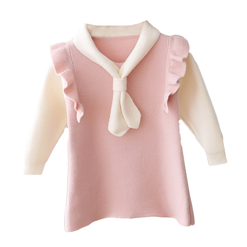 Autumn style children's baby girl pullover sweater long dress clothes