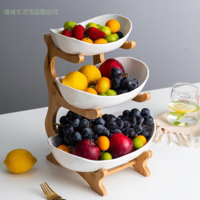 Subject Multilayer Shelf Strings Beads Fruit Pan Petals Home Durable Living Room Tea Table Vegetable Home Tea Ordering Trays Drain Office
