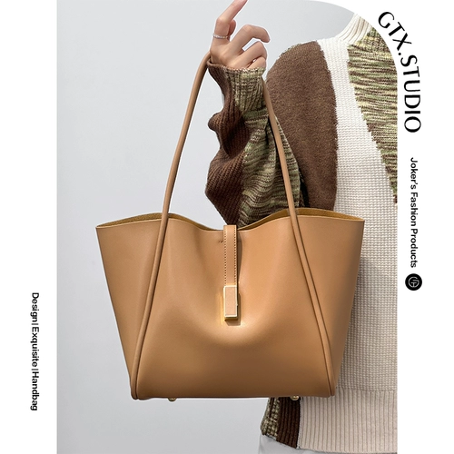 Вместительная и большая сумка через плечо, 2023, из натуральной кожи, изысканный стиль