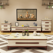 Marble European style fashion coffee table Paint Simple modern living room storage coffee table with pumping storage coffee table