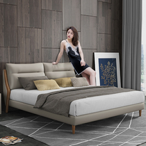 Leather bed Modern simple 1 8-meter double bed Nordic light luxury master bed Small apartment storage soft bed furniture