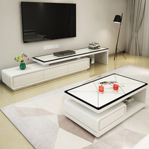 Living room modern simple creative tempered glass paint coffee table TV cabinet Small household tea table C19G19