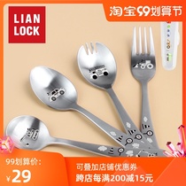 South Korea imported joint buckle childrens car tableware stainless steel Primary School students spoon Fork to send tableware box spoon