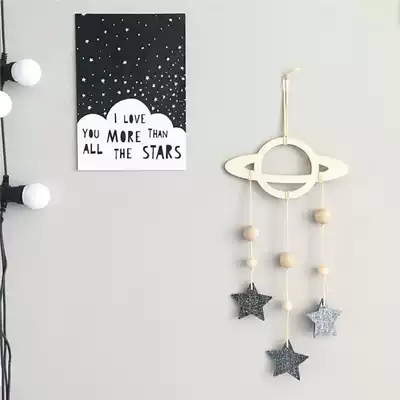 ins cloud water drop planet star hanging decoration wooden hanging photo background props children room wall decoration