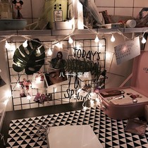 Dormitory renovation ins grid photo wall wrought iron storage rack shake sound Net red room decoration fairy decoration