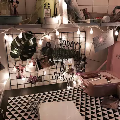 Dormitory renovation ins grid photo wall wrought iron shelf Shaking sound net celebrity room decoration Fairy decoration
