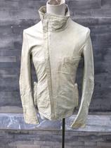 carol christian poell ccp 2599p titanium alloy skew zipper high collar leather clothing