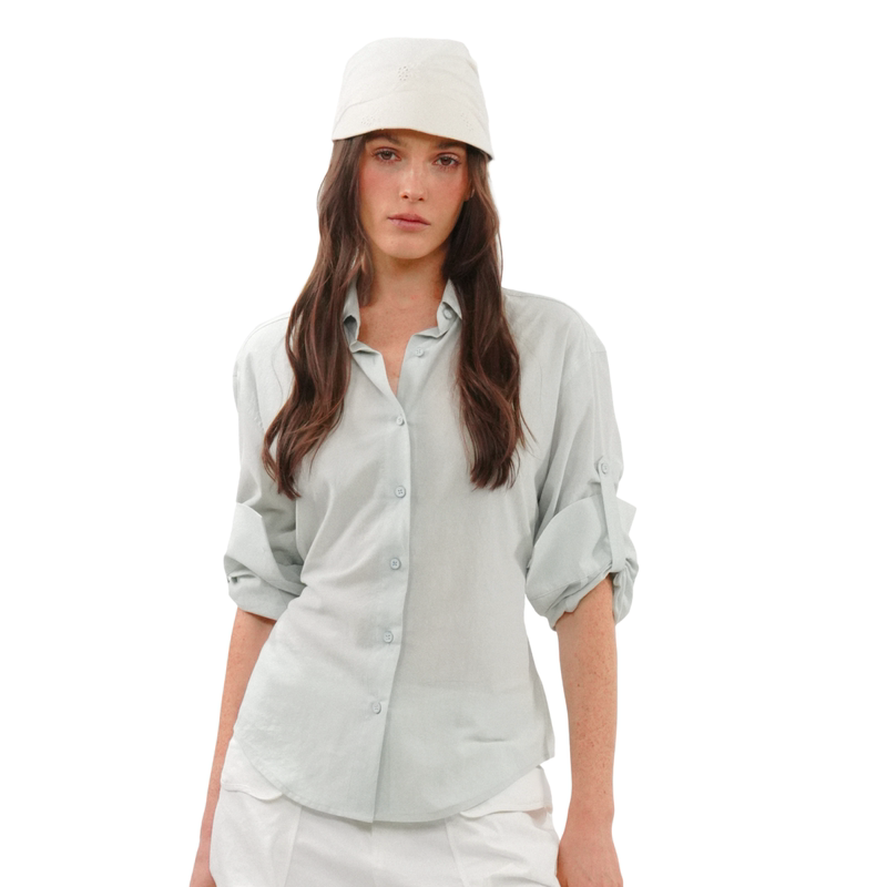 Axypages Two-Way Design Waist-Cinching Tie Shirt Versatile Textured Fabric Casual Shirt