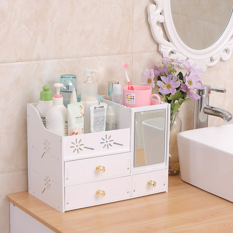Makeup Room Bathroom desk surface containing layer rack washstand Wash Terrace Wash Room Cosmetics WASH ROOM TOILETRIES COSMETIC JEWELRY CONTAINING BOX