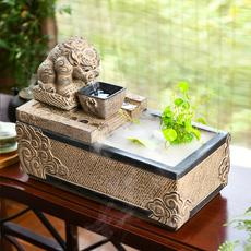 Декорации водные 室内流水摆件循环水水系景观金蟾吐水生财吸水兽造景石槽办公室