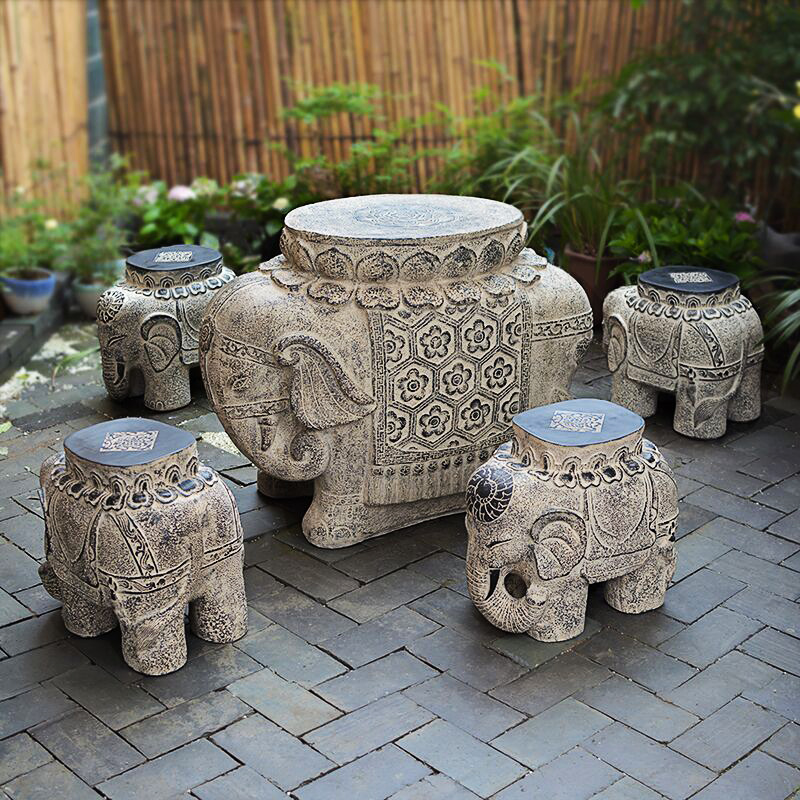 Outdoor into the garden tea table villa courtyard outdoor elephant pier creative art imitation stone carved stone bench stone table table and chair