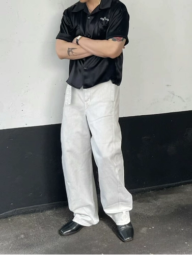 Lemai 23ss витой ремень с лентой витой шов ятаган брюки черные джинсы для мужчин осень и зима