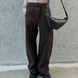 Коричневые джинсы, штаны для отдыха, высокая талия, свободный прямой крой