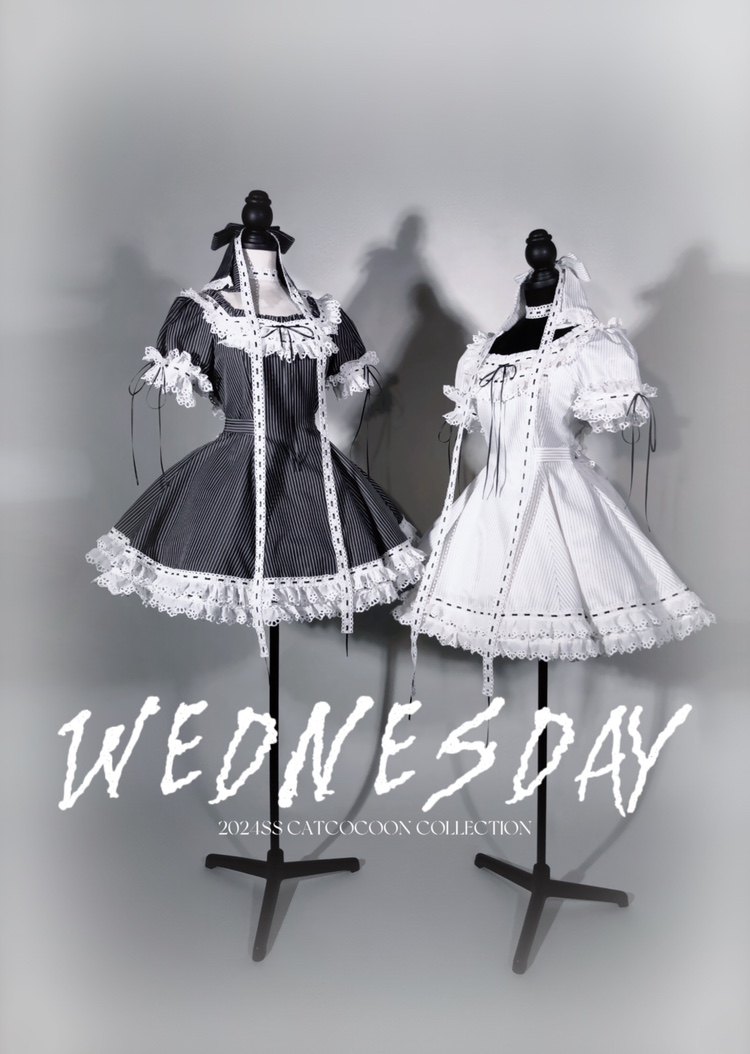 Stripes wednesday cat cocoon box catcocoon skirt: 🎀 Retro lolita