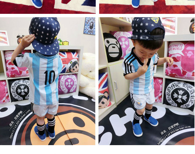 宝宝2018世界杯婴儿足球服套装纯棉球衣阿根