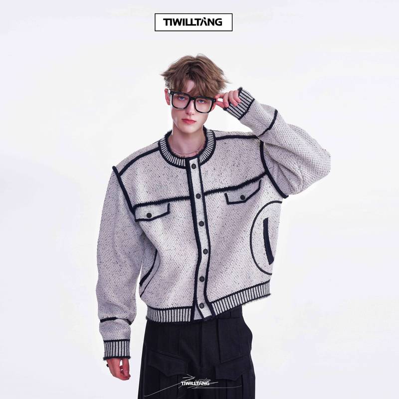 【Daydream Outline】Qishi Luu("Vibe") Marker Pen Color-Block Chanel-Style Knitted Jacket for Men, Spring and Autumn 【Daydream Outline】Qishi Luu("Vibe") Marker Pen Color-Block Chanel-Style Knitted Jacket for Men, Spring and Autumn