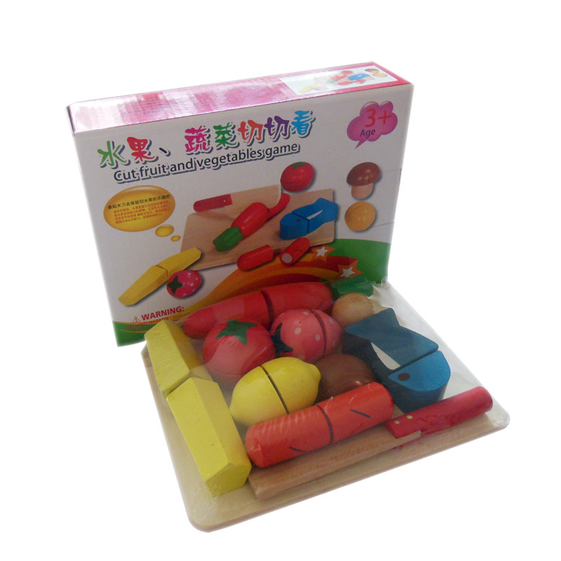 Children's family Chice fruits Vegetable Toy Baby Kitchen male girl Che cuts to Cheroy Wooden Toy Suit-Taobao