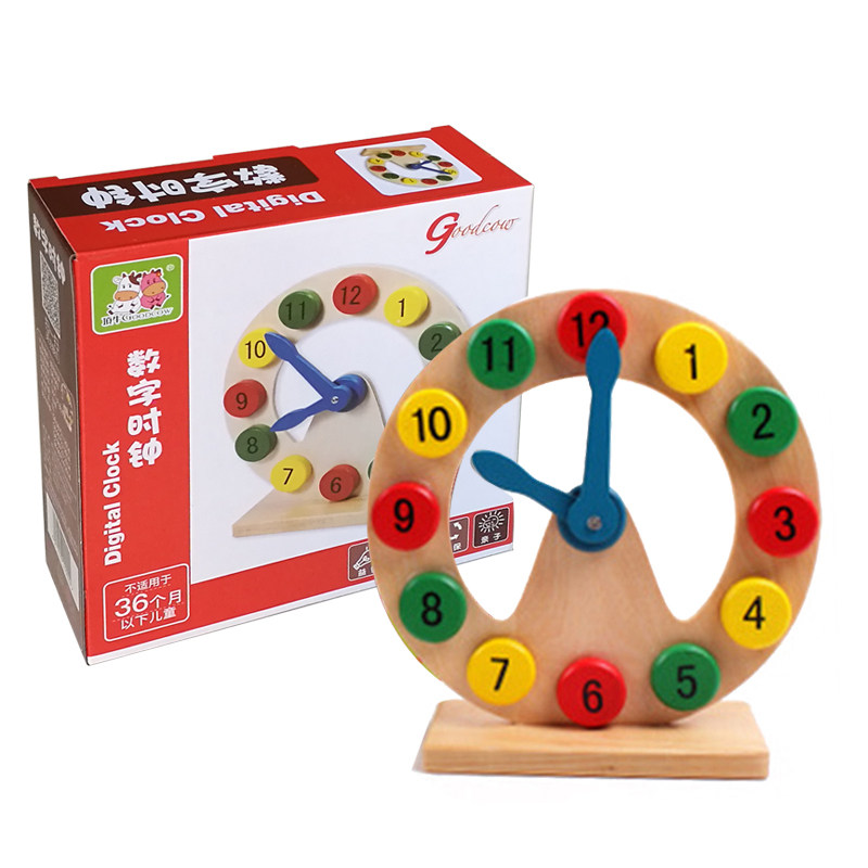 Wooden Digital Clock Toy Children Elementary School Children Know Learning Time Clock Teaching Aids Model Wisdom Development-Taobao
