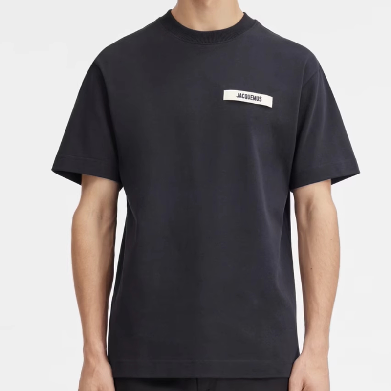 Jacquemus Summer Classic Micro-Label Letter Embroidery Pullover Top Loose and Versatile Unisex Style Short-Sleeved T-Shirt