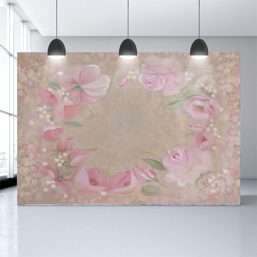 Newborn Spring Dreamy Writing True Floras Background Soft Glue Spray Painted Background Board Children Photo Oil Canvas Background