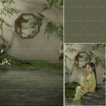 New product Chinese style childrens photo studio national trend photo background courtyard costume parent-child photo photography background paper
