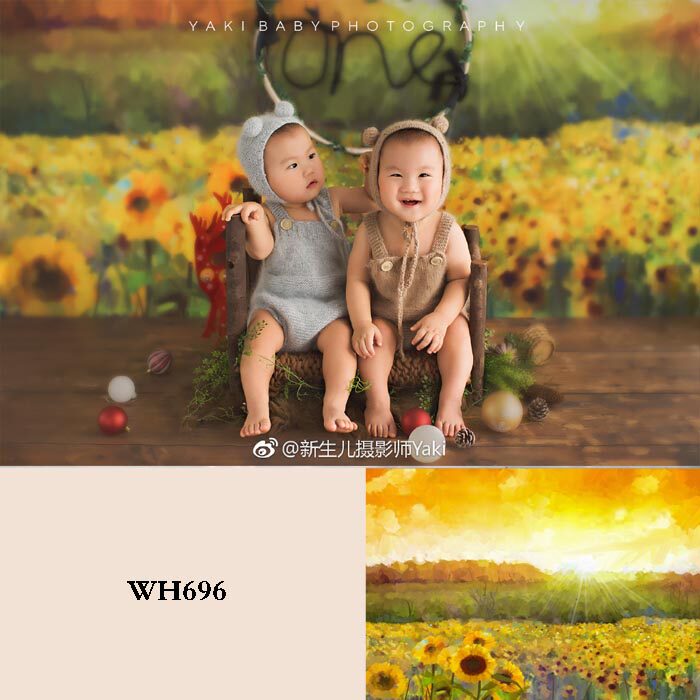 Sunflower flower background soft glue oil painting background foldable full moon background cloth waterproof soft glue background