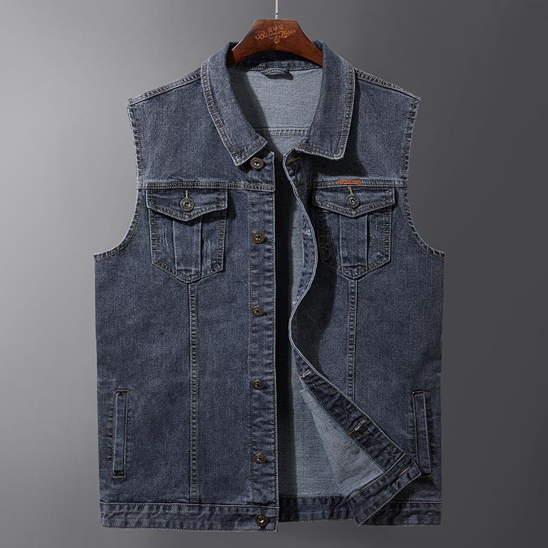 Plus-Size Sleeveless Loose Denim Vest for Men, Fat Guy Denim Vest, Biker Denim Jacket 150kg Plus-Size Sleeveless Loose Denim Vest for Men, Fat Guy Denim Vest, Biker Denim Jacket 150kg