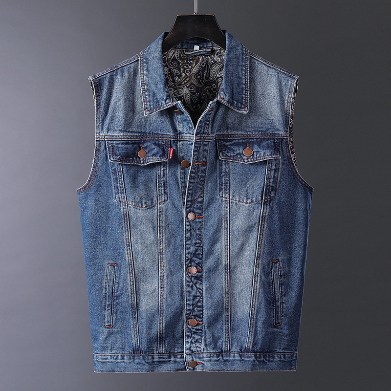 150kg Denim Vest for Men, Large Size, Loose Fit, Sleeveless Jacket, Oversized Vest, Denim Clothing, Sleeveless Shirt
