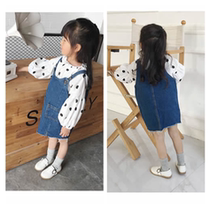 2017 Spring Summer New Korean version of female baby Cowboy shampoo for old braces Skirt Girl Denim Braces Skirt Tide