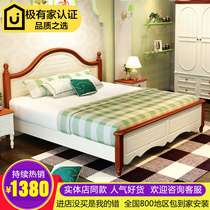 Childrens bed solid wood bed American bed Mediterranean style furniture 1 51 8 meters bedroom furniture storage bed double bed