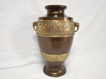 Japan produces 30 19 cm pure copper double ear faucet plug vase crafts nostalgia home Western green fixtures