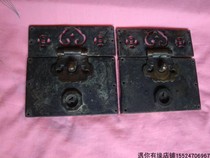 A pair of box locks for early old wooden boxes pure copper old hinge bronze collection nostalgic old-fashioned second-hand objects