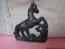 Old seat wall clock with heavy 8 two old copper horse bronze handicraft decoration collection nostalgic second-hand old-fashioned items