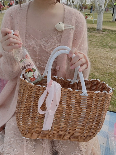 Корзина для пикника для овощей INS Plastic Woven Picnic Поставляется полный комплект сетевого красного реквизита ручной энтузиалы
