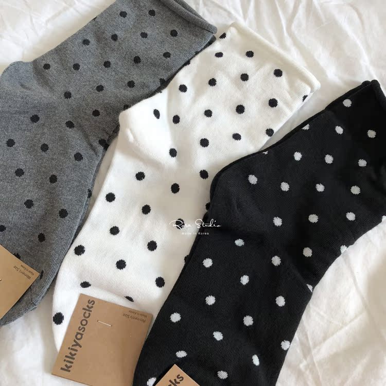Polka dot Hàn Quốc vớ cotton cuộn trong vớ thoải mái polka dot nữ vớ Hàn Quốc vớ nữ sinh bình thường quần vớ