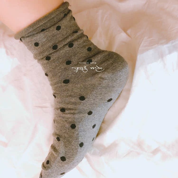 Polka dot Hàn Quốc vớ cotton cuộn trong vớ thoải mái polka dot nữ vớ Hàn Quốc vớ nữ sinh bình thường quần vớ