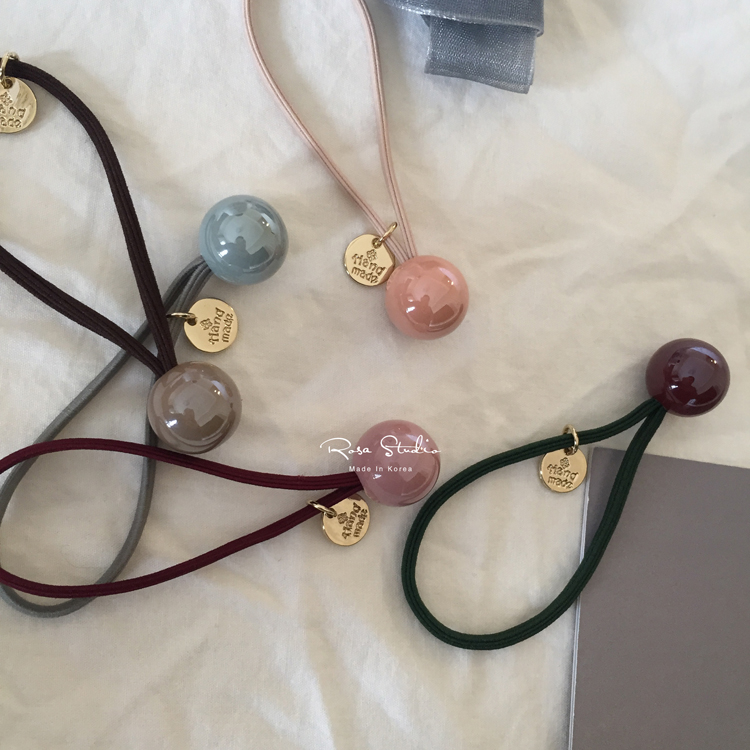Bi into Korea imported elastic very fine rubber band cute small ball hair ring hair ring basic soft color pearl
