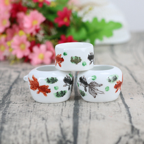 Indigo chin lark parrot yellow finch bamboo bird cage bird Cup bird bowl porcelain bowl Cup accessories Jingdezhen Gaobai