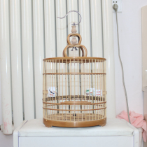 Fine handmade small bamboo embroidered eye Jade Bird shellfish Indigo chin small bamboo soybean bird cage full set of accessories