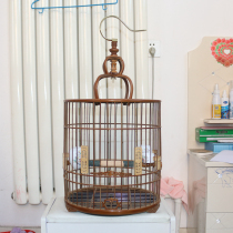 Handmade bamboo skin boutique polishing old bamboo thrush Zizhu old bamboo bird cage full set of bird cage accessories Bamboo bird cage